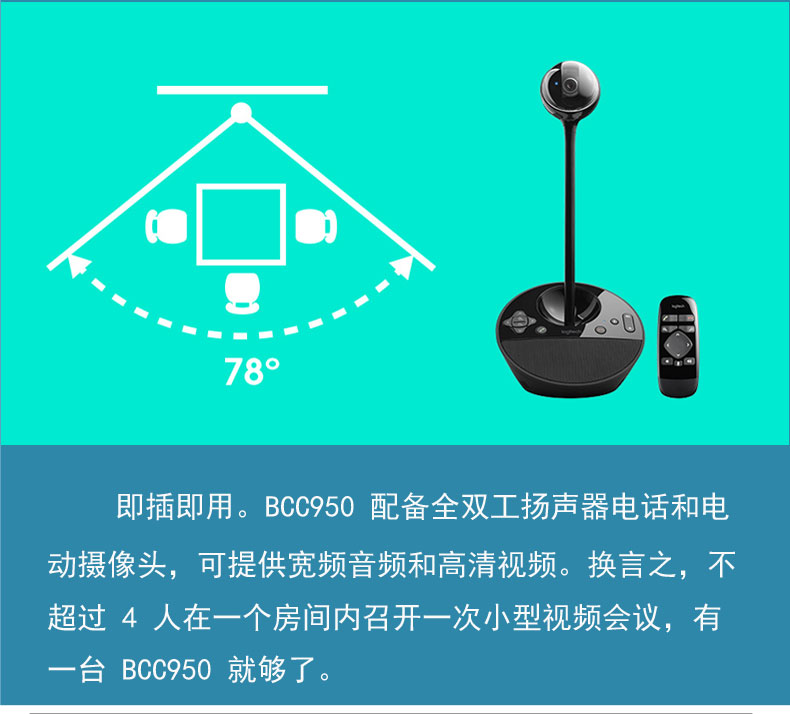 羅技會(huì)議攝像頭<a href='http://www.zhymyc.top/products/2019101833.html' target='_blank'><u>高端視頻會(huì)議攝像頭</u></a>羅技BCC950羅技攝像頭總代